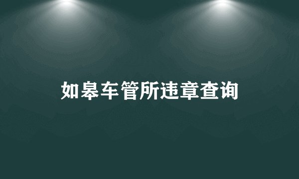 如皋车管所违章查询