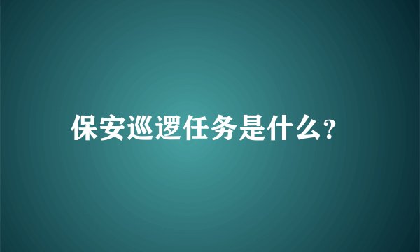 保安巡逻任务是什么?