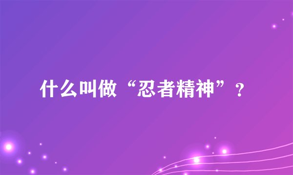 什么叫做“忍者精神”?