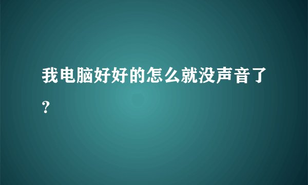 我电脑好好的怎么就没声音了？