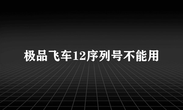 极品飞车12序列号不能用