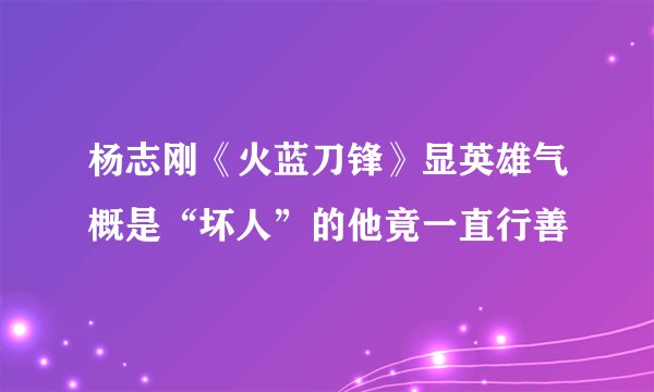 杨志刚《火蓝刀锋》显英雄气概是“坏人”的他竟一直行善