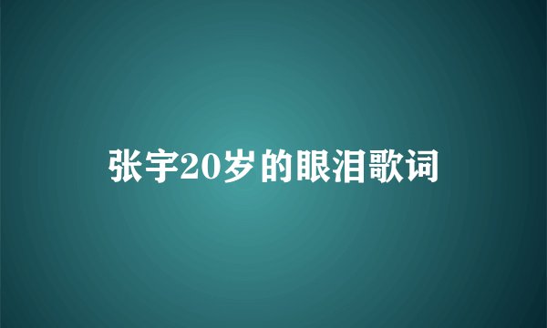 张宇20岁的眼泪歌词