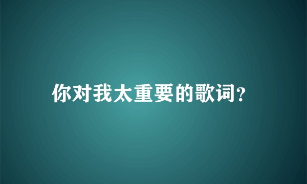 你对我太重要的歌词？