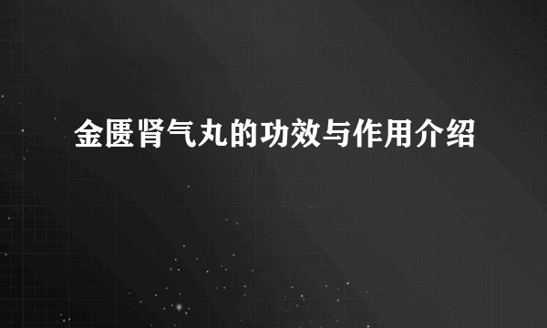 金匮肾气丸的功效与作用介绍