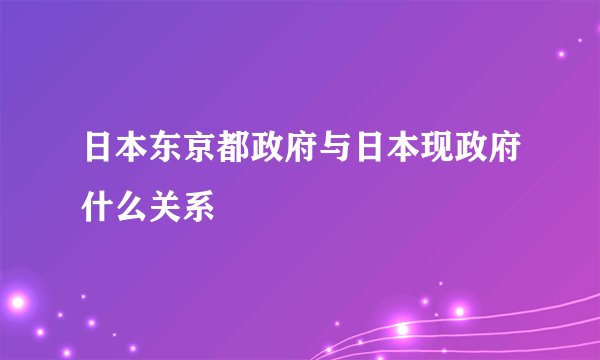 日本东京都政府与日本现政府什么关系