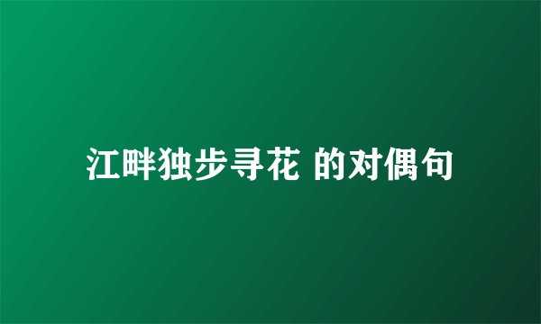 江畔独步寻花 的对偶句