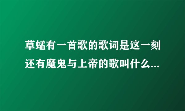 草蜢有一首歌的歌词是这一刻还有魔鬼与上帝的歌叫什么,草蜢在TVB里主持的一个节目唱过我不记得了
