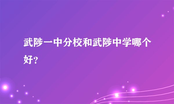 武陟一中分校和武陟中学哪个好？