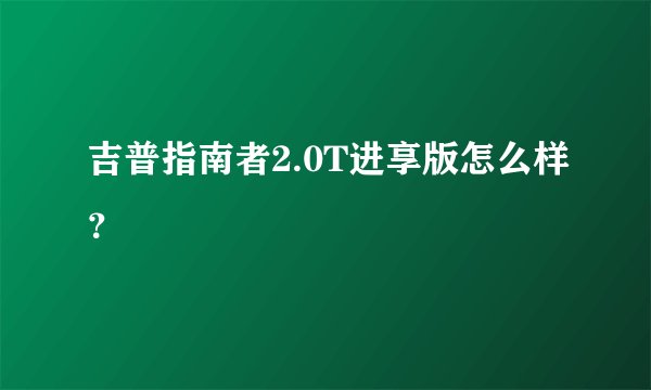 吉普指南者2.0T进享版怎么样？