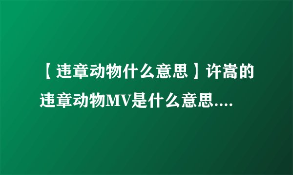 【违章动物什么意思】许嵩的违章动物MV是什么意思.好感动啊.