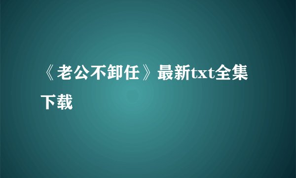 《老公不卸任》最新txt全集下载