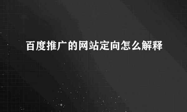 百度推广的网站定向怎么解释