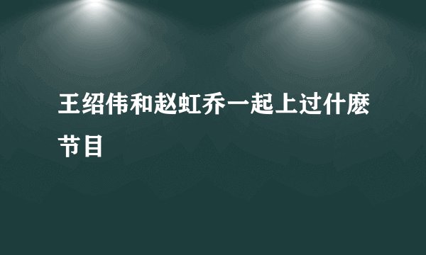 王绍伟和赵虹乔一起上过什麽节目
