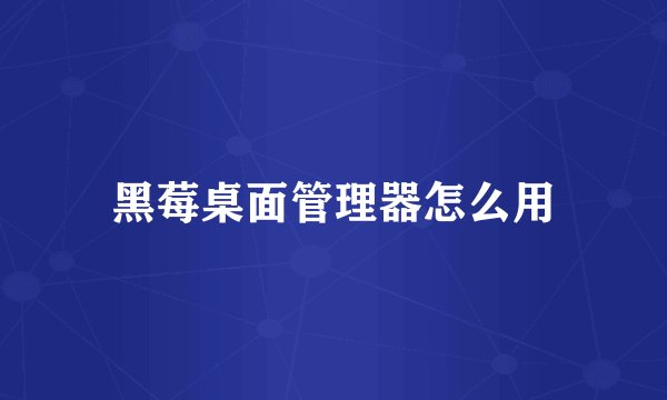 黑莓桌面管理器怎么用