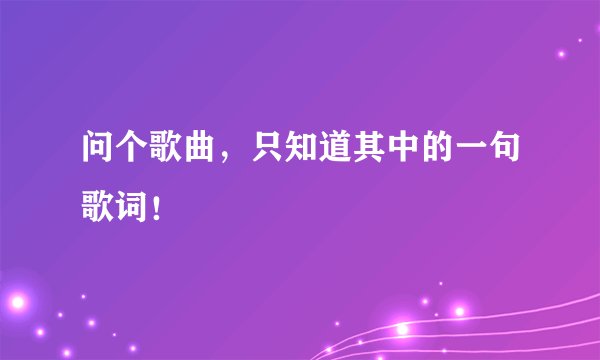 问个歌曲，只知道其中的一句歌词！