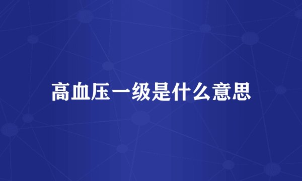 高血压一级是什么意思