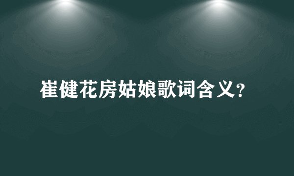 崔健花房姑娘歌词含义?