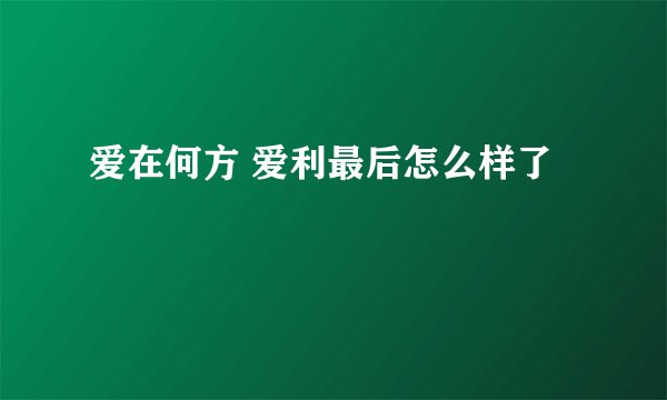 爱在何方 爱利最后怎么样了