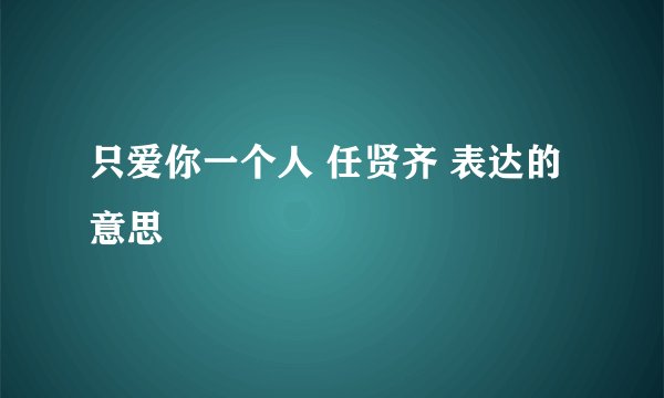 只爱你一个人 任贤齐 表达的意思