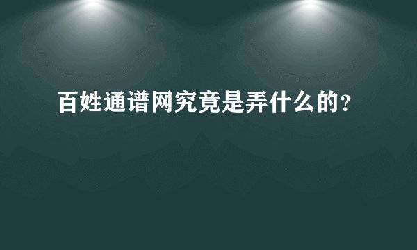 百姓通谱网究竟是弄什么的？