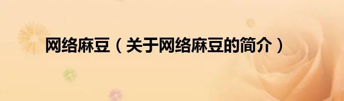 网络麻豆（关于网络麻豆的简介）