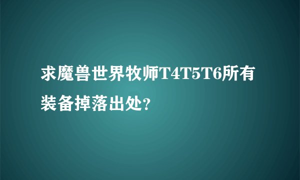 求魔兽世界牧师T4T5T6所有装备掉落出处？
