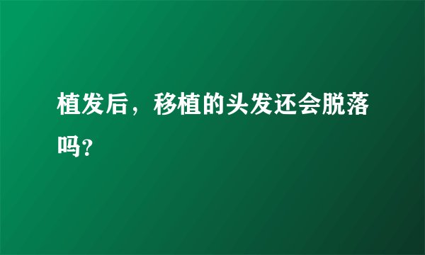 植发后,移植的头发还会脱落吗?
