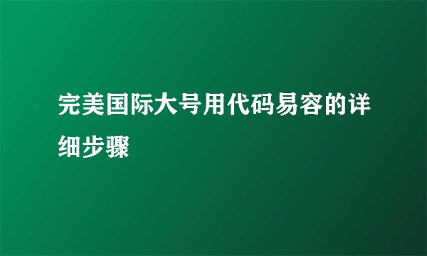 完美国际大号用代码易容的详细步骤
