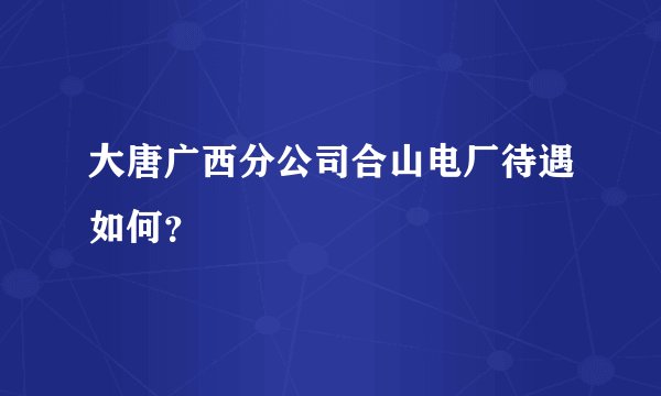大唐广西分公司合山电厂待遇如何？