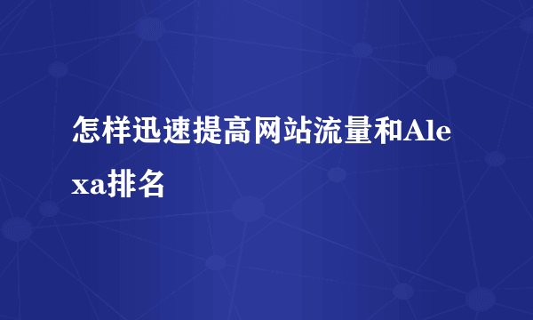 怎样迅速提高网站流量和Alexa排名