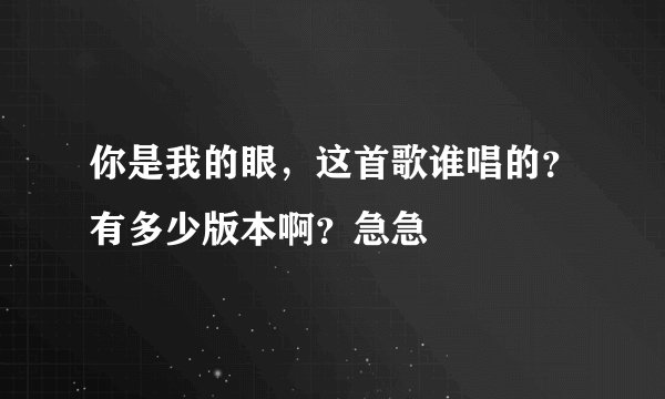 你是我的眼,这首歌谁唱的?有多少版本啊?急急