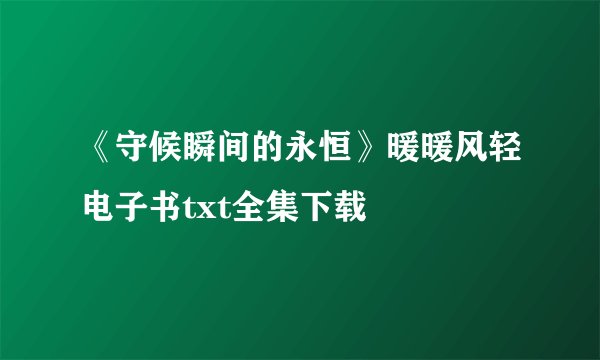 《守候瞬间的永恒》暖暖风轻电子书txt全集下载