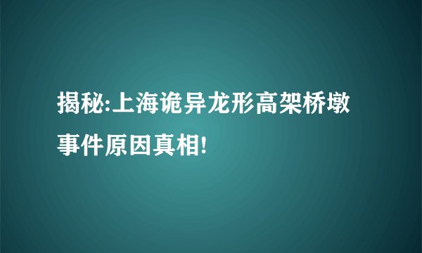 揭秘:上海诡异龙形高架桥墩事件原因真相!