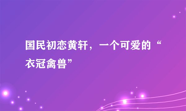 国民初恋黄轩，一个可爱的“衣冠禽兽”
