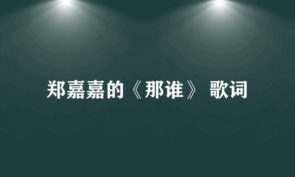 郑嘉嘉的《那谁》 歌词