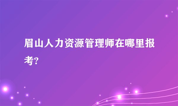 眉山人力资源管理师在哪里报考?