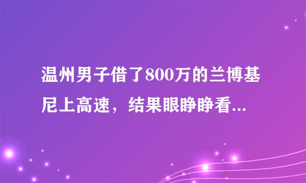 温州男子借了800万的兰博基尼上高速,结果眼睁睁看着车子被烧穿, 你怎么看?
