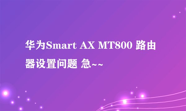 华为Smart AX MT800 路由器设置问题 急~~