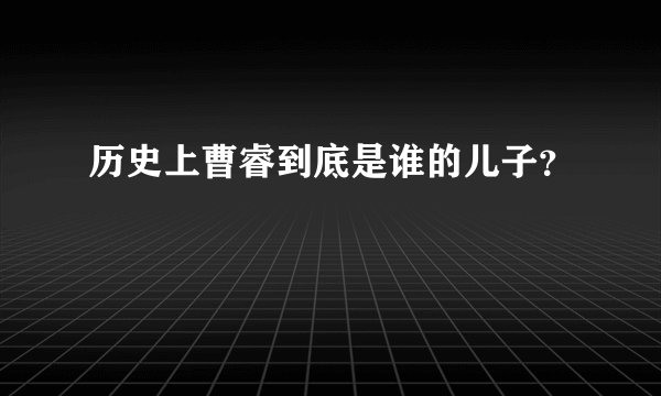 历史上曹睿到底是谁的儿子?