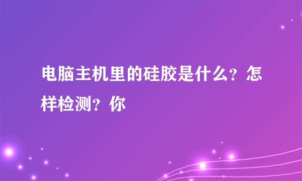 电脑主机里的硅胶是什么？怎样检测？你