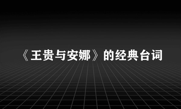 《王贵与安娜》的经典台词