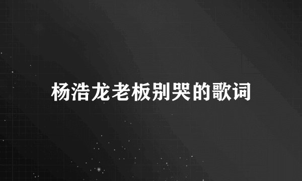 杨浩龙老板别哭的歌词