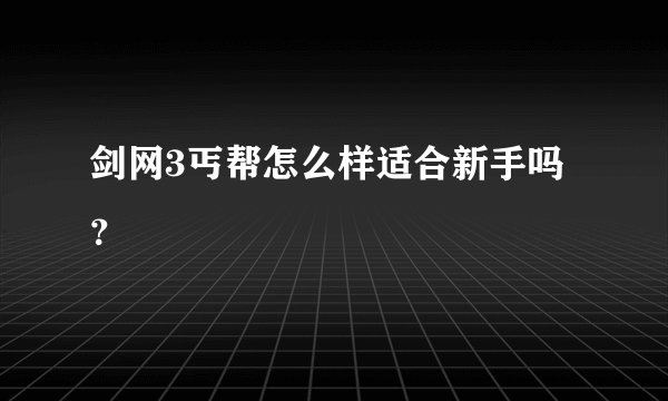 剑网3丐帮怎么样适合新手吗？