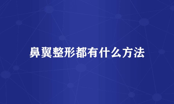 鼻翼整形都有什么方法