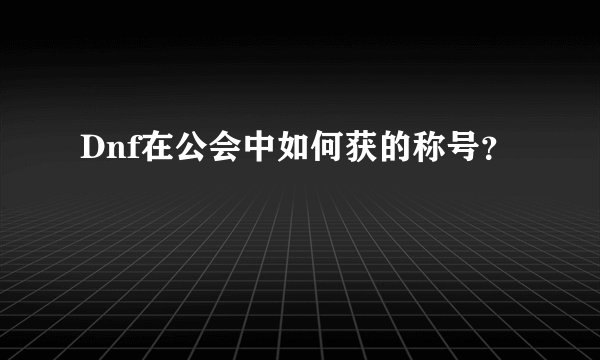 Dnf在公会中如何获的称号?