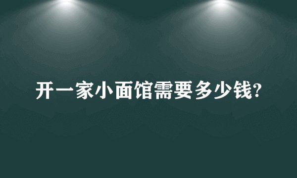 开一家小面馆需要多少钱?