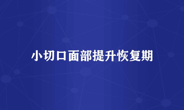 小切口面部提升恢复期
