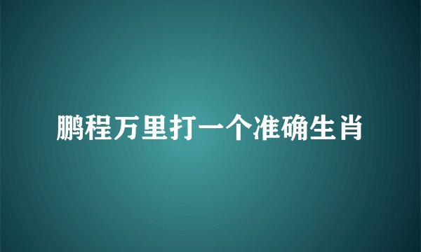 鹏程万里打一个准确生肖