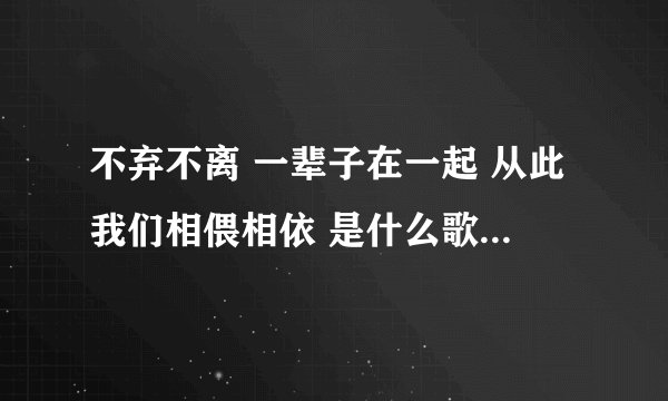 不弃不离 一辈子在一起 从此我们相偎相依 是什么歌 最好带歌词